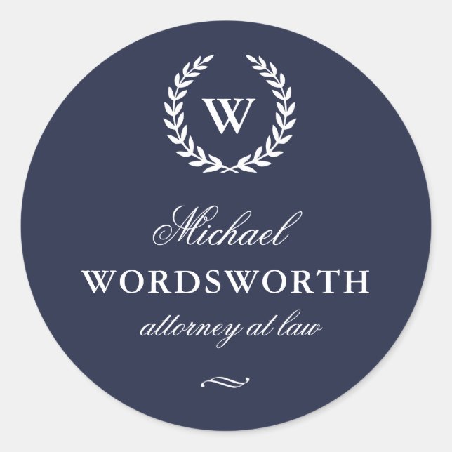 Classic Monogram Elegant Blue Business Sticker (Vorderseite)