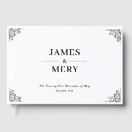 Classic Monogram Elegant Border Wedding Gästebuch