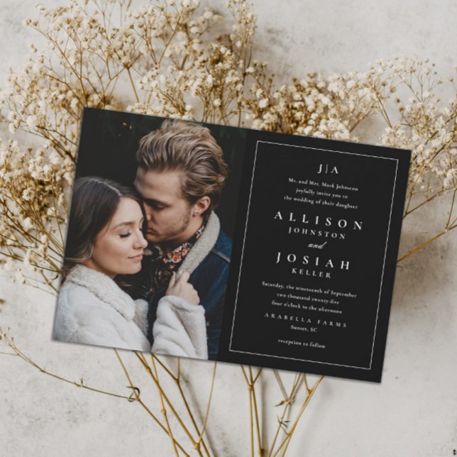 Classic Monogram Elegant Foto Wedding Einladung (Von Creator hochgeladen)