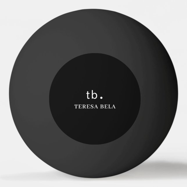 Classic Monogram Elegant Minimal Black Style Art Tischtennisball (Vorderseite)