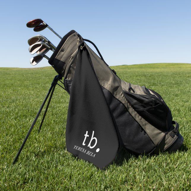 Classic Monogram | Elegant Minimal Black & White Golfhandtuch (Gras)