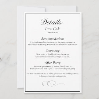 Classic Monogram Elegant Wedding Detail Card Einladung