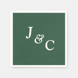 Classic Monogram Emerald Green Wedding Napkin Serviette