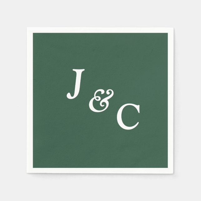 Classic Monogram Emerald Green Wedding Napkin Serviette (Vorderseite)
