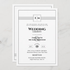 Classic Monogram Formale Wedding White All in 1 In Einladung