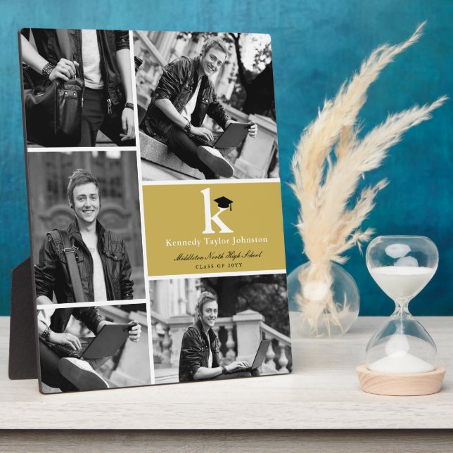 Classic Monogram Gold Blocks 5 Foto Abschluss Fotoplatte (Seite)