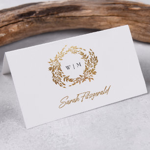 Classic Monogram Gold Wappen Elegant Wedding Guest Platzkarte