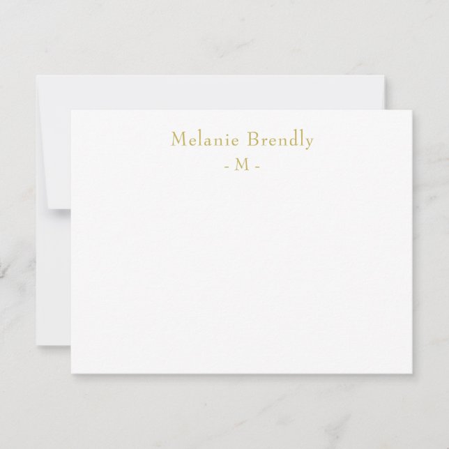 Classic Monogram Gold White Note Card Mitteilungskarte (Vorderseite)