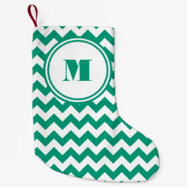 Classic Monogram Green Zickzack Pattern Kleiner Weihnachtsstrumpf