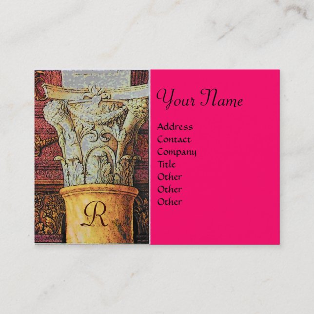 CLASSIC MONOGRAM, hell rosa, fuchsisch Visitenkarte (Vorderseite)