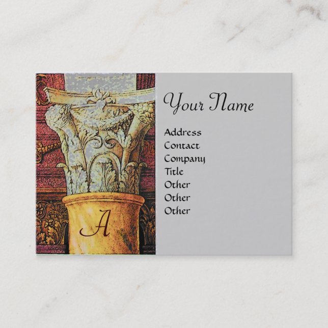 CLASSIC MONOGRAM, hellbraun, grau, gelb Visitenkarte (Vorderseite)