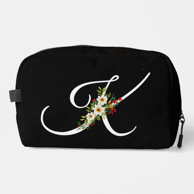 Classic monogram  initial red flower mother gift waschbeutel (Vorderseite)