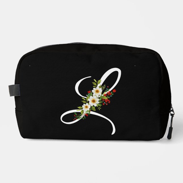 Classic monogram  initial red flower mother gift waschbeutel (Vorderseite)