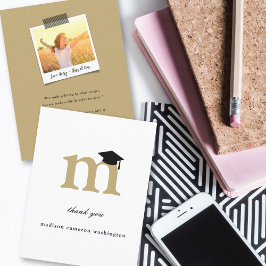 Classic Monogram Letter M Moderne Graduierungspaus Dankeskarte