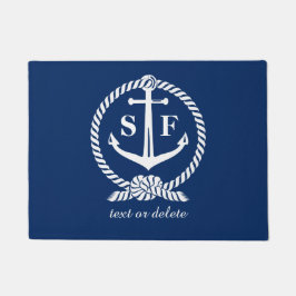 Classic Monogram Nautical Blue Anchor Beach Boat Fußmatte