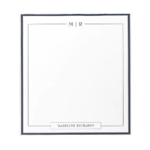 Classic Monogram Navy Blue Border Stationery