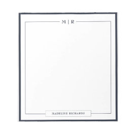 Classic Monogram Navy Blue Border Stationery Notizblock