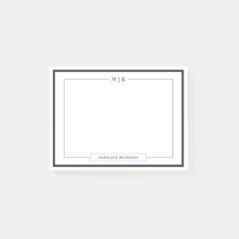 Classic Monogram Navy Blue Border Stationery Post-it Klebezettel