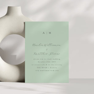 Classic Monogram Pistachio Mint Script Wedding Einladung