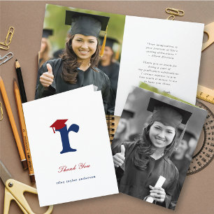Classic Monogram R Graduation Cap Foto Modernes Dankeskarte