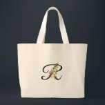 Classic monogram R red white flower mother gift  Jumbo Stoffbeutel<br><div class="desc">Looking for the perfect Mother's Day gift? This Classic Monogram Tote Bag might be just the thing! Imagine Mom's happy smile when she opens it. It's adorned with the prettiest red and white watercolor flowers and personalized just for her with her monogram – so thoughtful, right? And the best part?...</div>