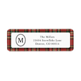 Classic Monogram Red Plaid Christmas Address