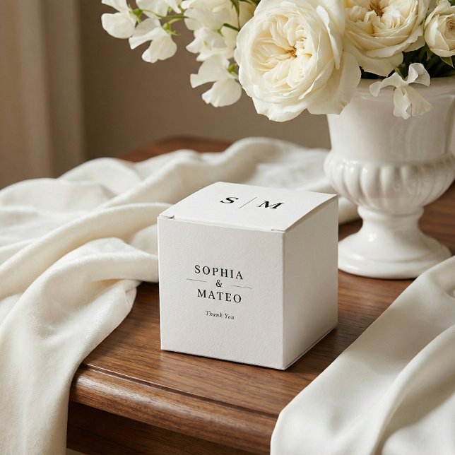 Classic Monogram Simple White Wedding Geschenkschachtel (Von Creator hochgeladen)