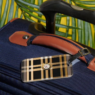 Classic Monogram Stilvoll Kariert Grau, Schwarz & Gepäckanhänger