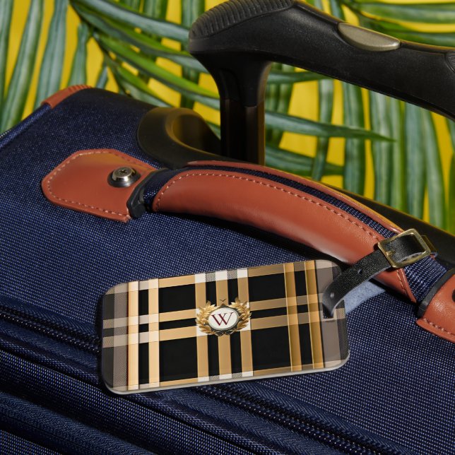 Classic Monogram Stilvoll Kariert Grau, Schwarz &  Gepäckanhänger (Vorderseite Insitu 3)