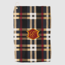 Classic Monogram Stylish Kariert Black Red & Beige Golfhandtuch