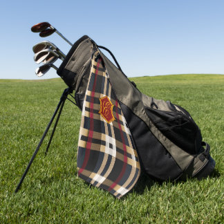 Classic Monogram Stylish Kariert Black Red & Beige Golfhandtuch