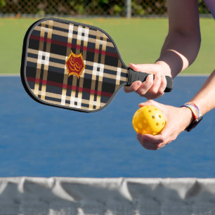 Classic Monogram Stylish Kariert Black Red & Beige Pickleball Schläger