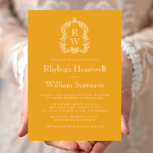 Classic Monogram Wappen Marigold Yellow Wedding