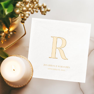 Classic Monogram Wedding Minimalistisch Gold Foil Servietten Mit Folie