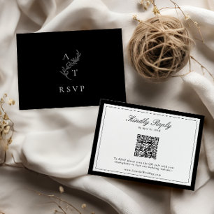 Classic Monogram Wedding QR Code RSVP Card Begleitkarte