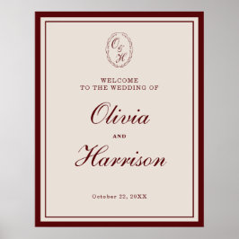 Classic Monogram Wedding Welcome Sign Poster