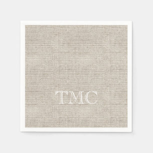 Classic Monogram weiße Initial Neutral Linen Serviette