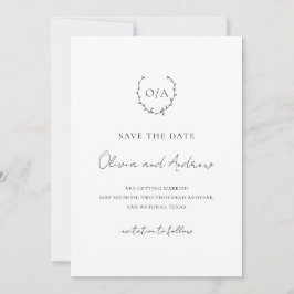 Classic Monogram Wreath Wappen Elegante Hochzeit Save The Date