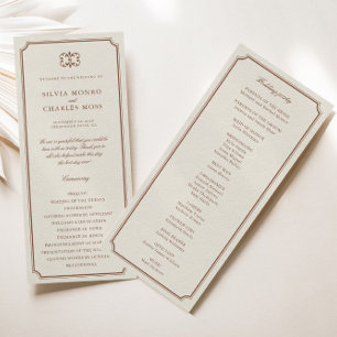 Classic Monorgam Brown Ecru Wedding Wappen Program