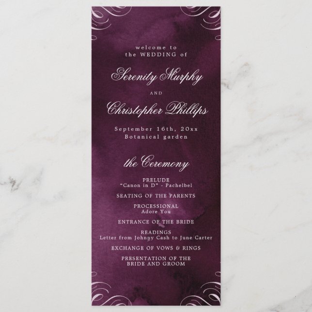 Classic Moody Masala Calligraphy Wedding Program Menükarte (Vorderseite)