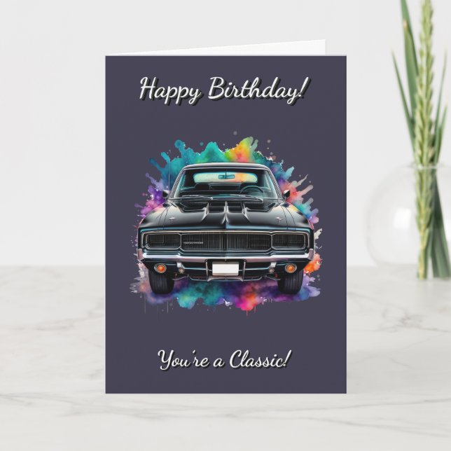 Classic Mopar Charger Muscle Car Geburtstag Karte (Vorderseite)