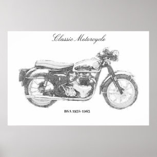 Classic Motorcycle art print British bike Poster