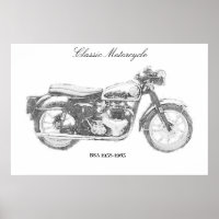 Classic Motorrad Art Print, britisches Bike