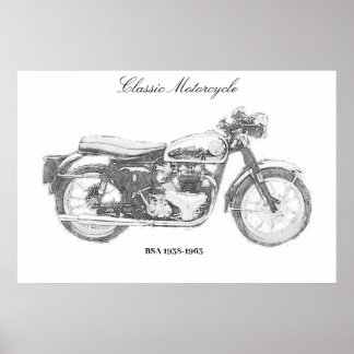 Classic Motorrad Art Print, britisches Bike Poster