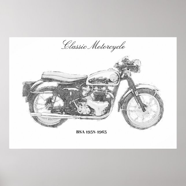 Classic Motorrad Art Print, britisches Bike Poster (Vorne)