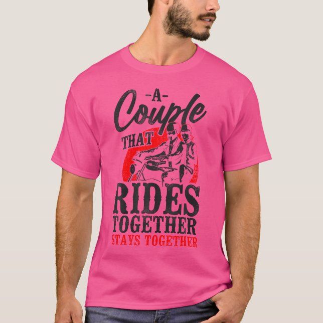 Classic Motorrad Couple Girlfriend Wedding T-Shirt (Vorderseite)