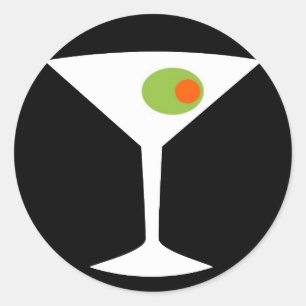 Classic Movie Martini Round Stickers