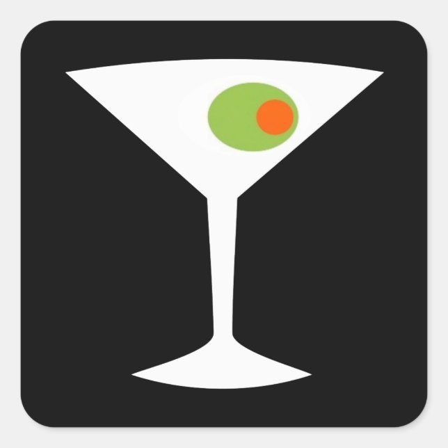 Classic Movie Martini Square Stickers (Vorderseite)