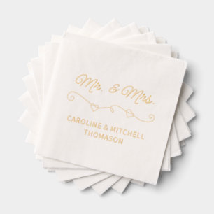 Classic Mr. and Mrs. Wedding Day Date Rose Gold Servietten Mit Folie