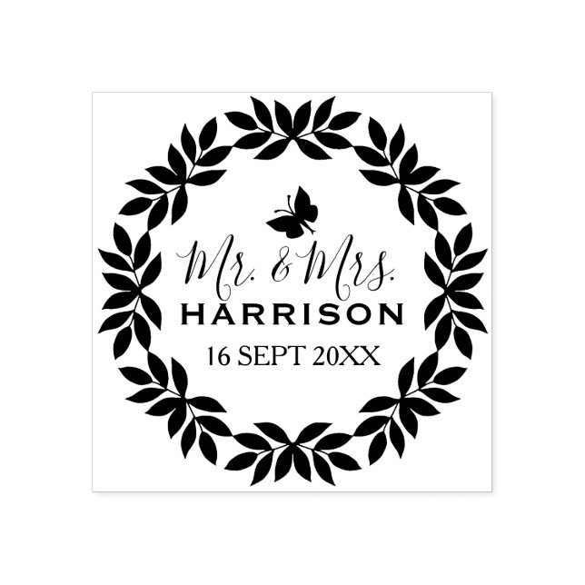 Classic Mr. & Mrs. Wedding Date Gummistempel (Prägung)